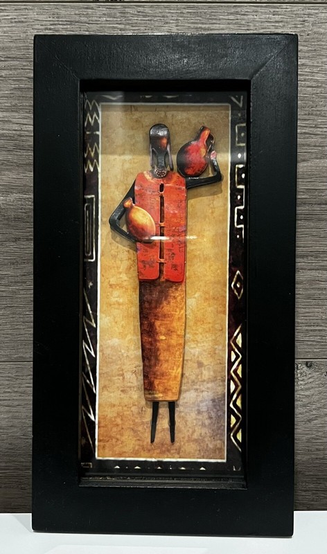 Set Of 3 African Native People 3D Inset Wooden Frame Wall Decor 5”X1.25”X9.75” gallery