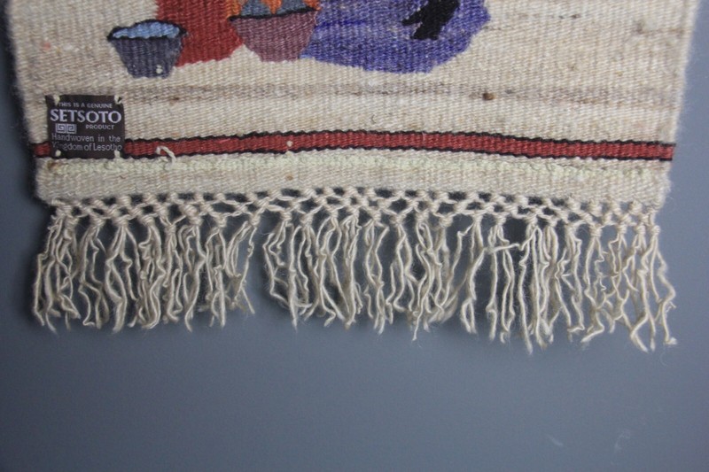 VTG Genuine Setsoto Hand Woven South African Wool Tapestry Kingdom of Lesotho gallery