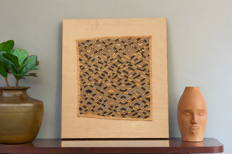 Striking Antique Kuba Raffia Panel