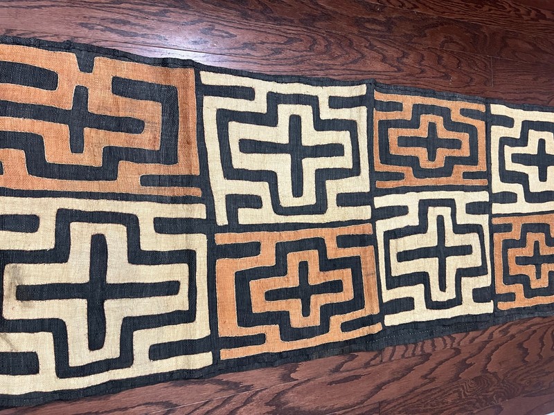 genuine 10 feet African (Congo) Kuba Raffia cloth fabric, natural woven handmade gallery