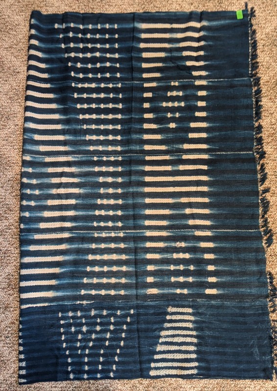 USED BLUE INDIGO COTTON TEXTILE STRIPWOVEN DOGON CAPE WRAP SKIRT CLOTHING ETHNIX gallery