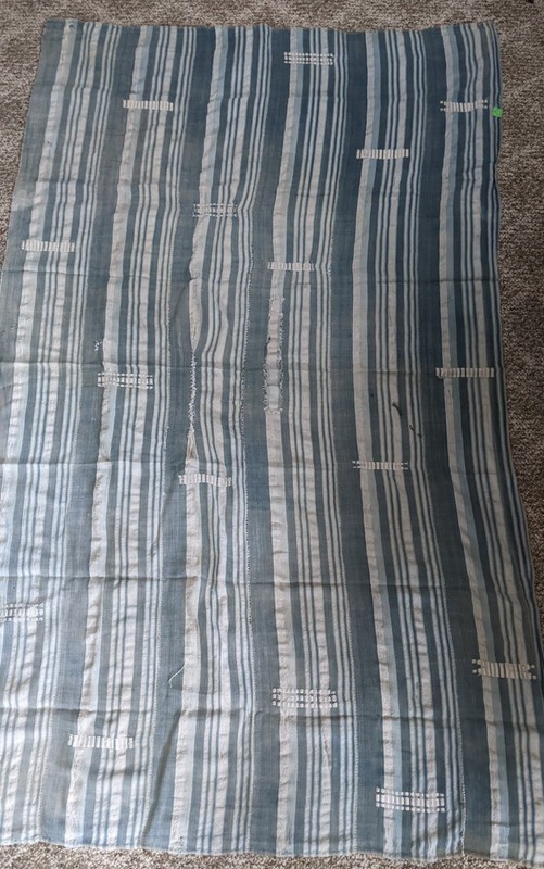 AFRICAN ORIGINAL INDIGO COTTON TEXTILE STRIPWOVEN DOGON FABRIC SKIRT CLOTHING