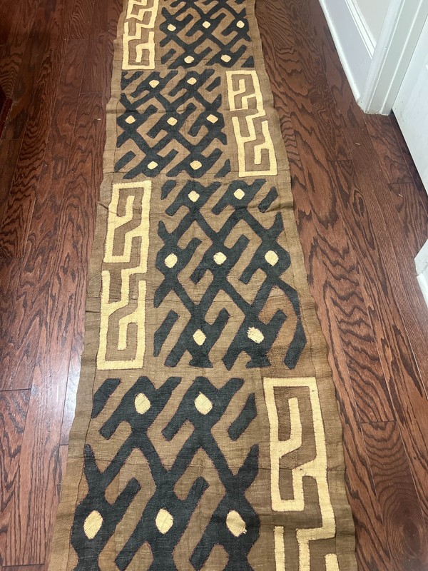 genuine 10 feet African (Congo) Kuba Raffia cloth fabric, natural woven handmade gallery