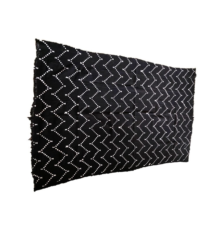 African Black and White Mud Cloth Textile Mali 42" by 66" gallery