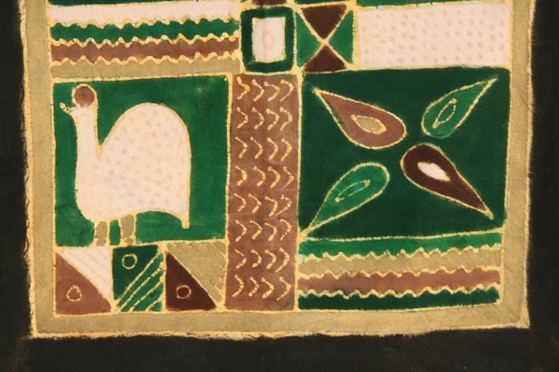 Rare 2004 Batik Tapestry Zimbabwe Folk Art African Sadza Fabric Handmade 33"X53" gallery