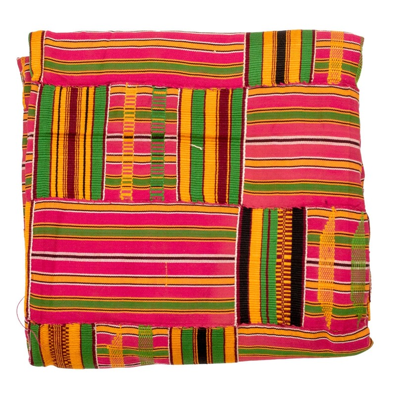 African Ashanti Kente Cloth #14883 Ghana Multicolor Cotton Handmade