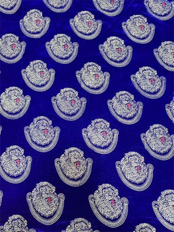 2.5 yards Royal Blue Velvet Isiqgu George wrapper .Traditional Isiagu Fabric