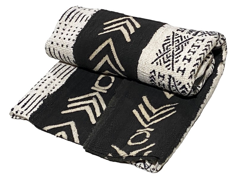 # 5731 African Black and White Mud Cloth Textile Mali 62" by 38" gallery