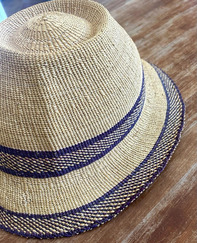 Vintage Authentic Handwoven Bolga Fedora Grass Hat West Africa gallery