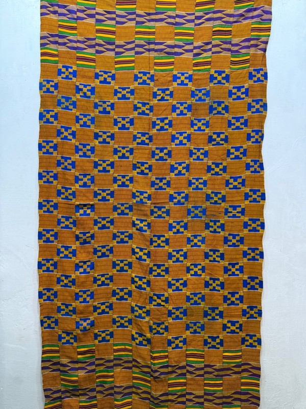 Vintage Stunning Hand Woven African Ewe Kente Cloth Textile 200x107 Cm gallery