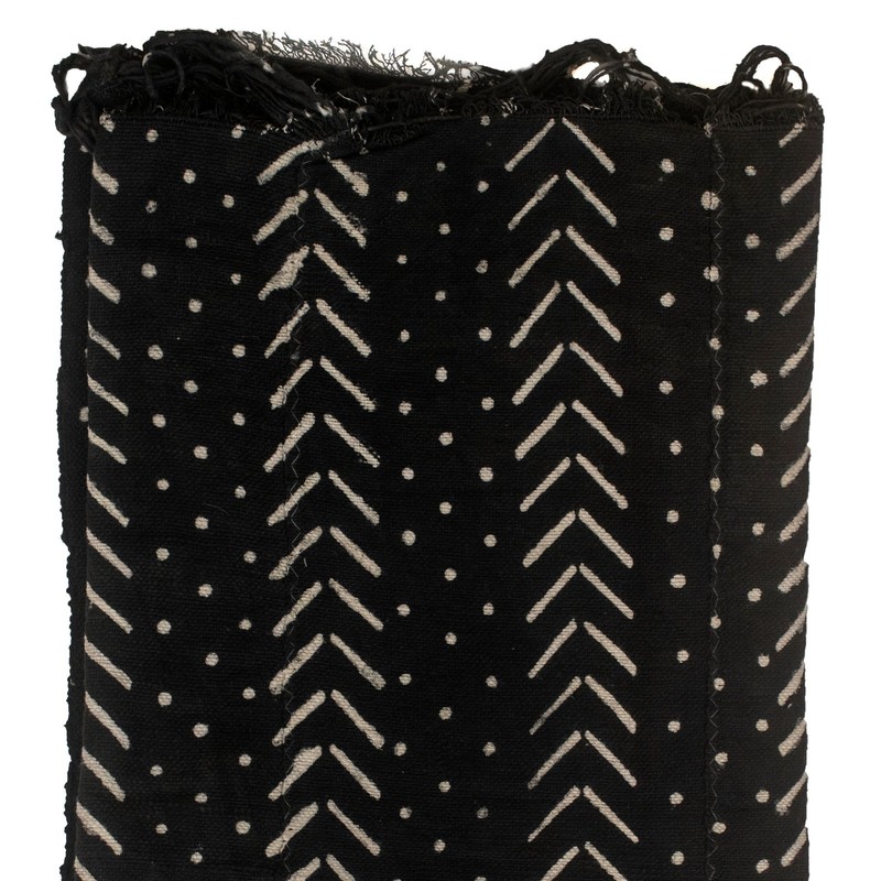 Ebony Black Bogolan Mali Mud Cloth Dotted Arrow Design African Black and White gallery