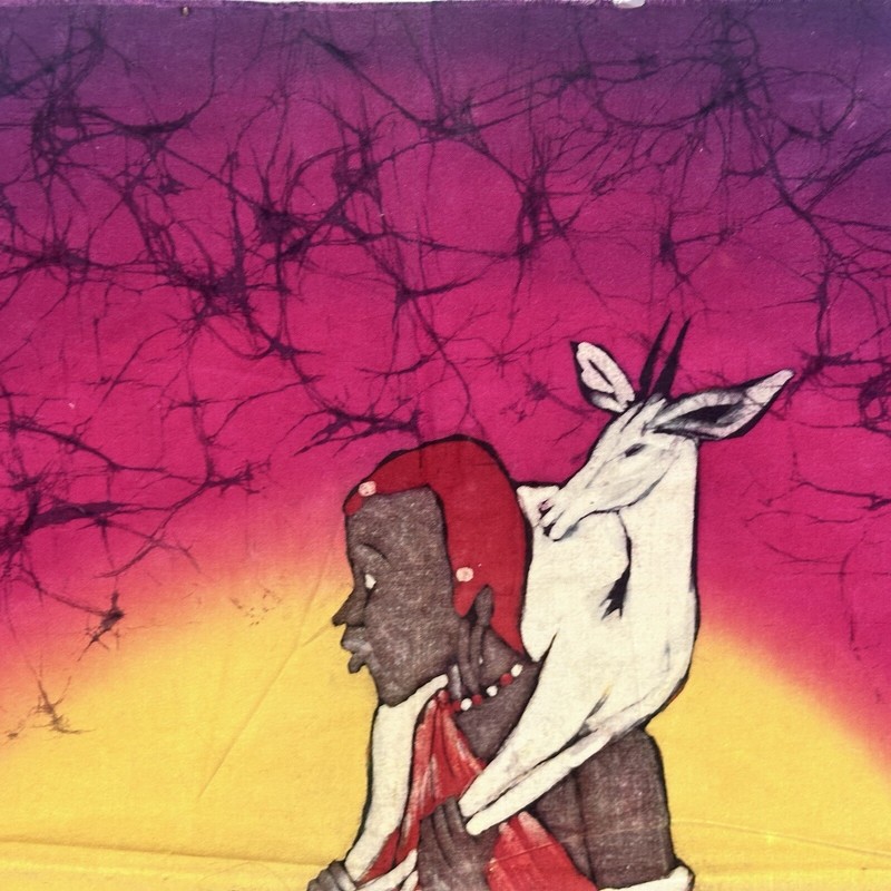 Vintage Batik Cloth Art African ArtFolk Lifestlye Scene Raw Edge Art Awesome gallery
