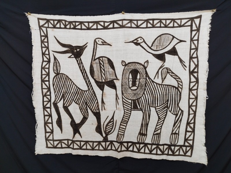 Vintage African Korhogo Mud Cloth Côte d’Ivoire Hand Painted Tribal Textile Rust gallery