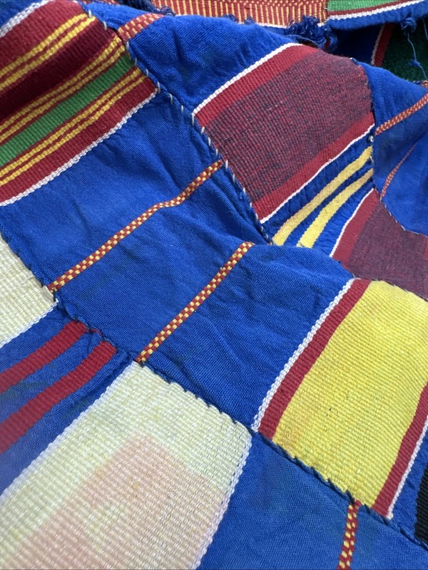 African Kente Cloth Fabric Ghana Patchwork Quilting Piece 53" X 36" Some Issues gallery