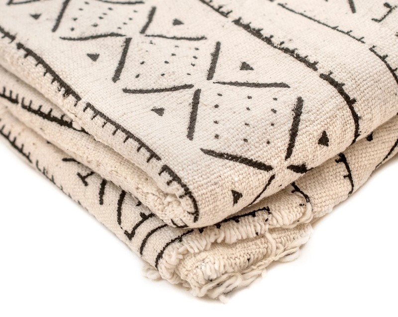 White Bogolan Mali Mud Cloth Tonka Design African Black and White Cotton gallery