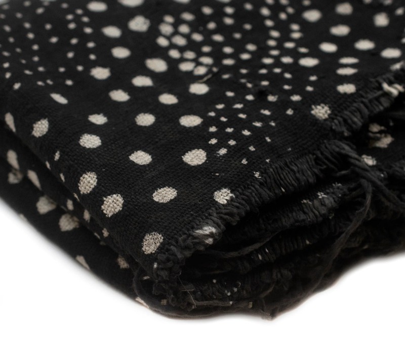 Ebony Black Bogolan Mali Mud Cloth Dotted Design African Black and White Cotton gallery