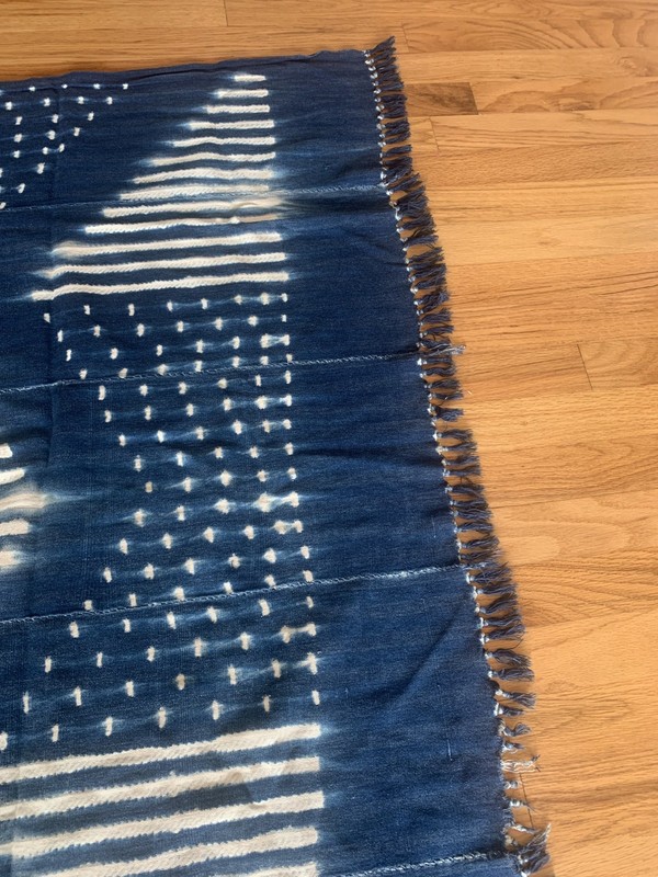 Vintage African Indigo Textile Mossi Burkina Faso Mud Cloth 62”x45” Fabric gallery