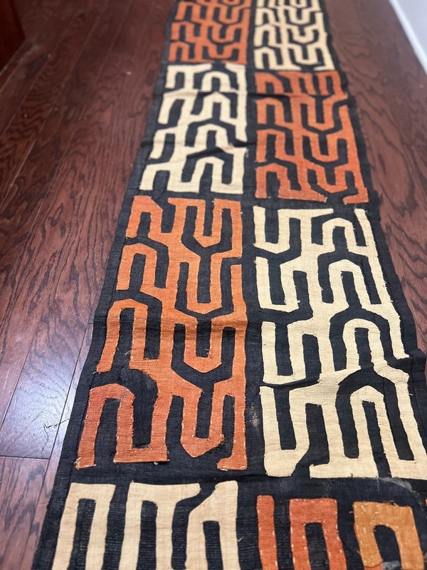 genuine 14 feet African (Congo) Kuba Raffia cloth fabric, natural woven handmade