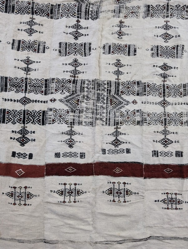 Vintage Traditional African Handwoven Mali Fulani Wedding Blanket 88x51in gallery