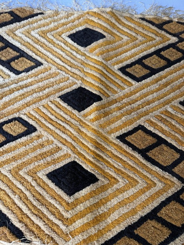 Vintage Handwoven African Kuba Cloth Panel Raffia Textile 28 X 28 gallery