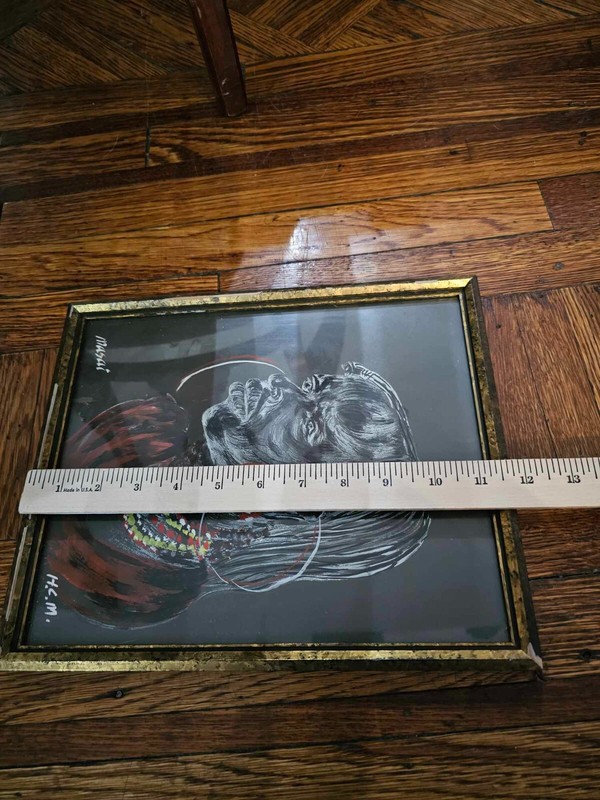 Kenya Masai HCM African Painting Framed 11.9X9.5in" gallery