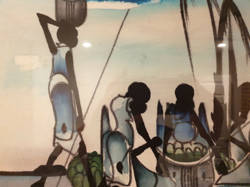 Rare Antique Vintage African Art Batik Wax Canvas Tapestry Tribal Artwork Africa gallery