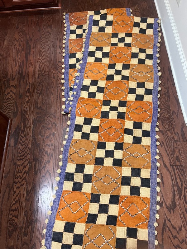 genuine 13 feet African Congo Kuba Raffia cloth fabric natural woven handmade gallery