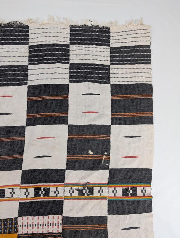 Vintage African Handwoven Patchwork Ghanaian Multicolor Kente Cloth 94x61in gallery