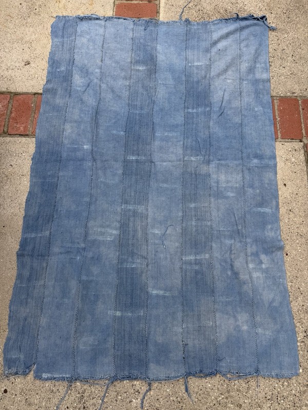 Vintage African Mudcloth Faded Indigo Textile 62” L x 41” W Throw | No. 168 gallery