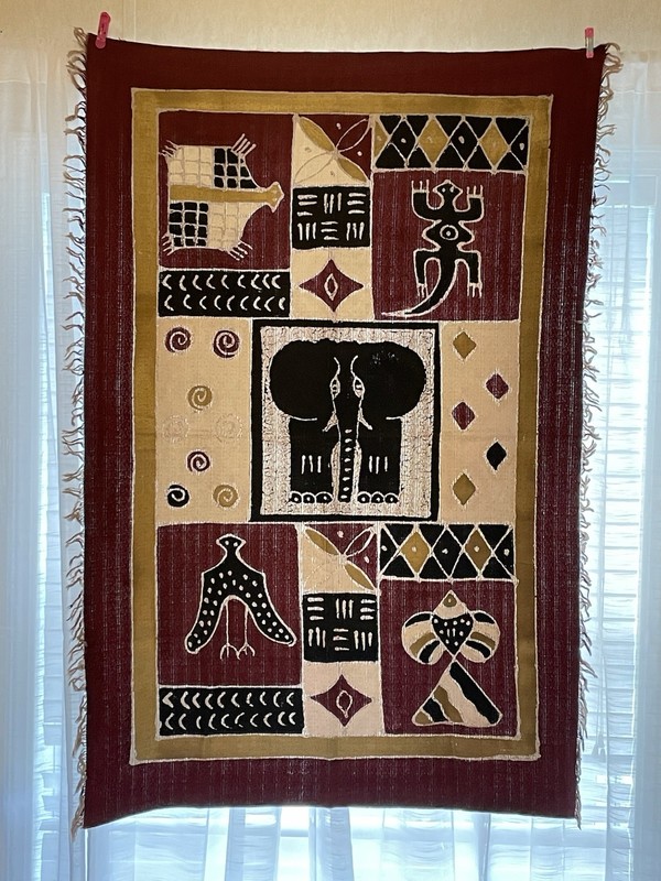 Hand Painted Fabric African Batik Textile 54” X 36”