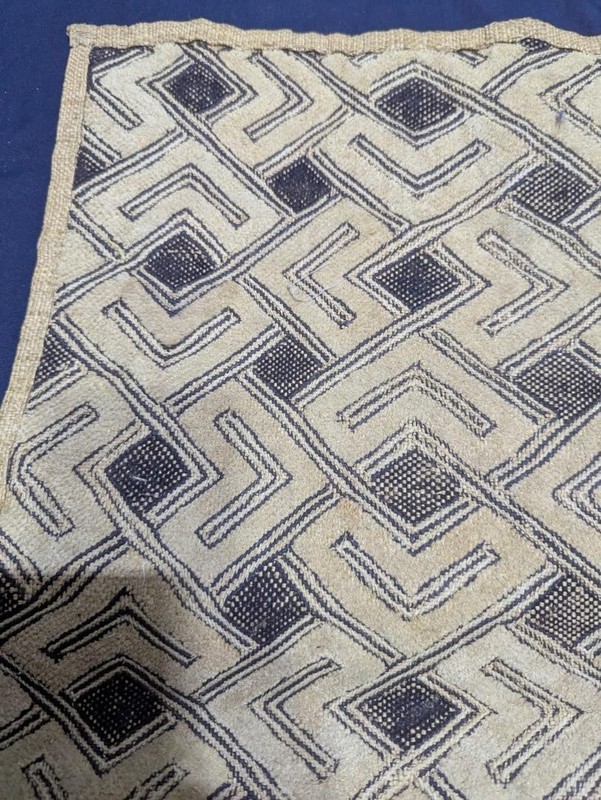 Vintage African Kuba Showa Bark Cloth Handstitched Raffia Textile 24x25inches gallery