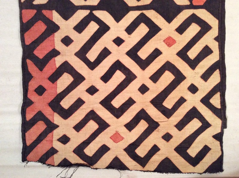 Antique African Raffia Textile, Black White and Red Pattern gallery