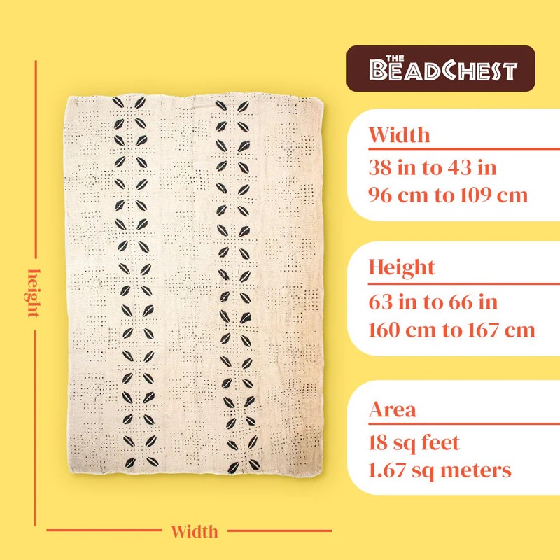 White Bogolan Mali Mud Cloth Jumbo Cowrie Design African Black and White Cotton gallery