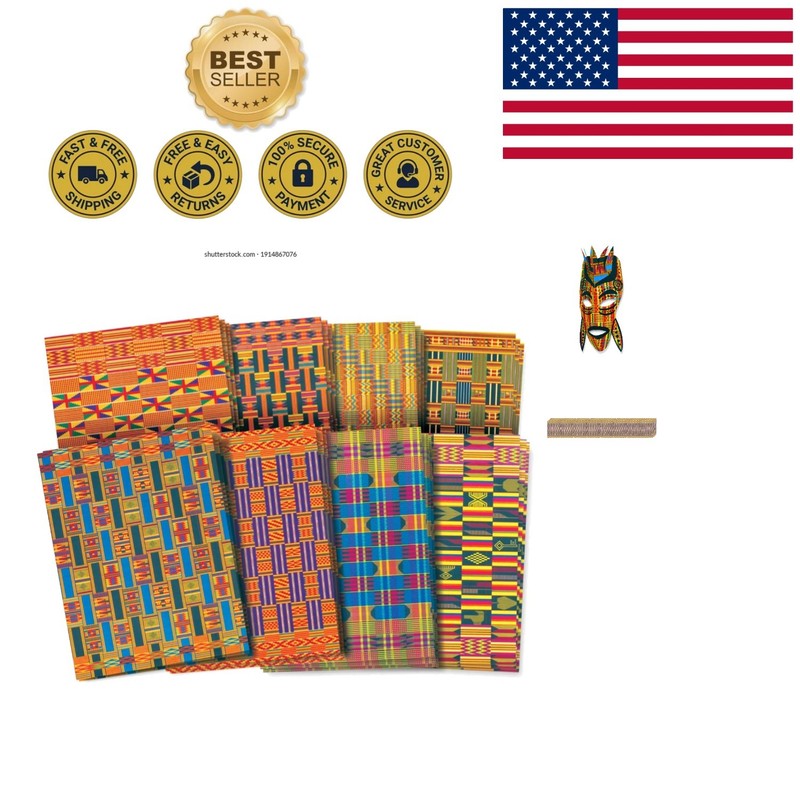Double-Sided African Textile Paper Set - 32 Sheets for Crafting & Celebrations