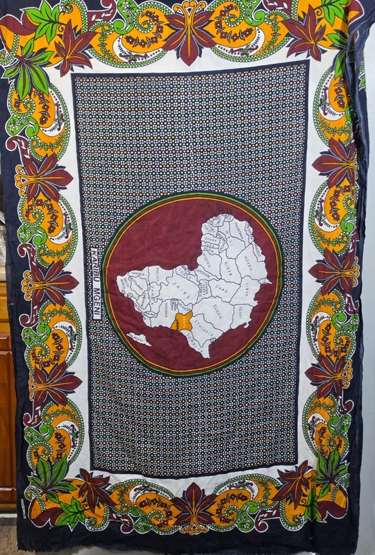 East African Double Khanga Kanga Africa Map Swahili Cotton Sarong Wrap 126″