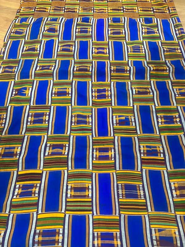 Vintage large African kente Ashanti hand woven cloth 120' X 80" African Art Deco gallery
