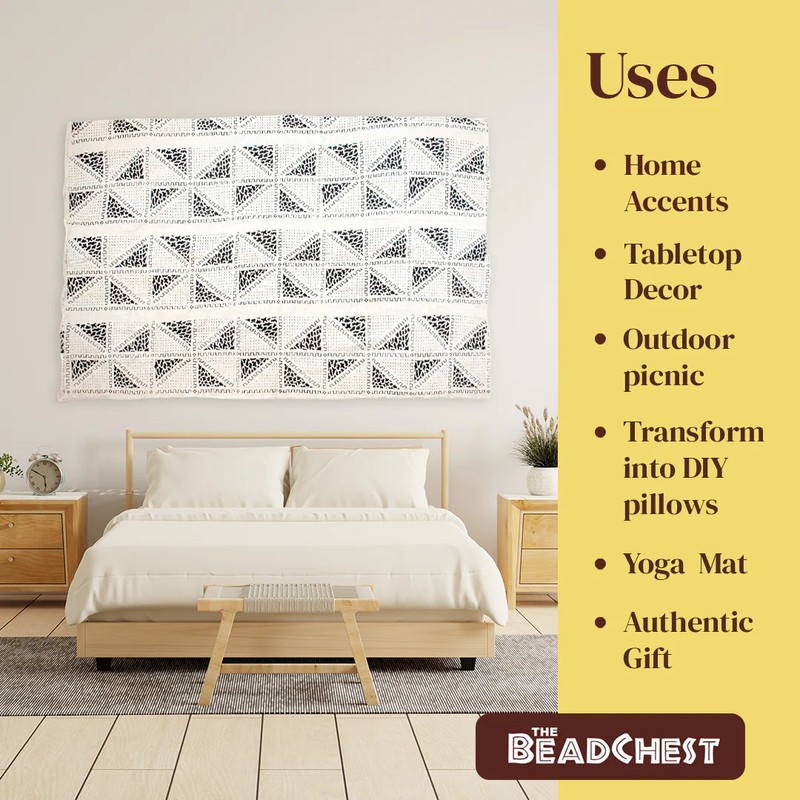 White Bogolan Mali Mud Cloth Kadiolo Design African Black and White Cotton gallery