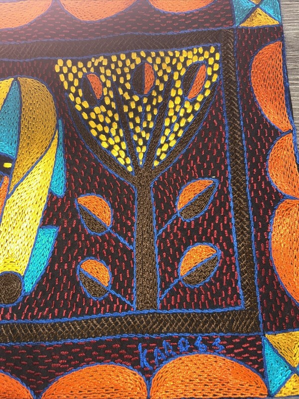 2 Kaross South African Rhino & Elephant Embroidered Placemats Tapestry Handmade gallery