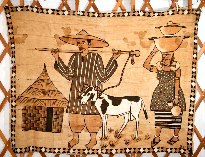 Antique Hand Painted ‘Bogolanfini’ Tribal Bamana People Mud Cloth Fabric, Mali