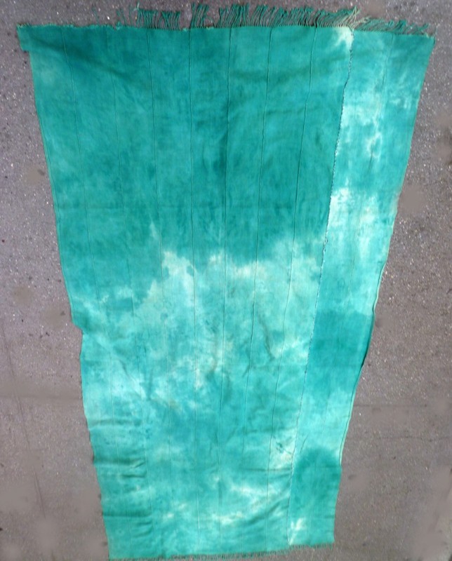 AFRICAN TRADITIONAL COTTON STRIP WOVEN TEXTILE GREEN CAPE WRAP SKIRT CLOTHING