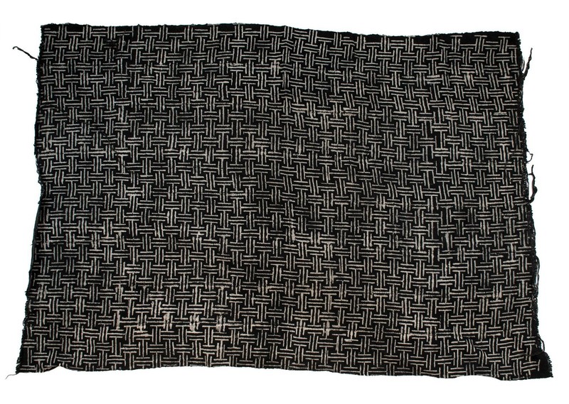 Ebony Black Bogolan Mali Mud Cloth Maze Design African Black and White Cotton gallery