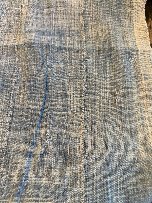 Vintage African Faded Indigo Denim Mossi Mudcloth 83”L x 38” W Textile | No. 69 gallery