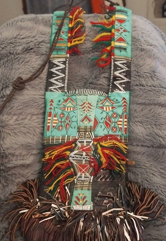 Tuareg Amulet Leather fringe Panel Tent Hanging Mali African Art Niger
