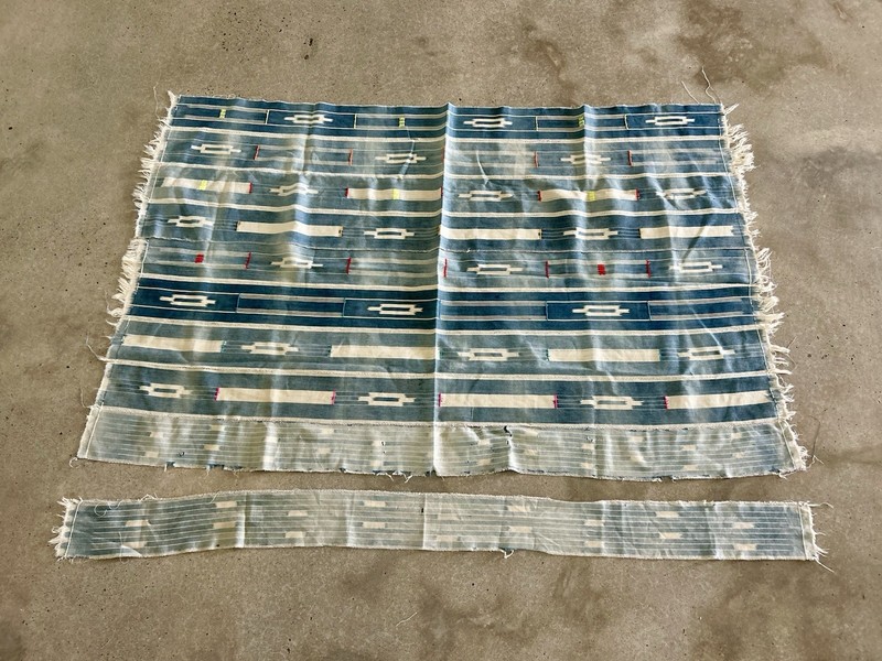 AFRICAN ORIGINAL IKAT COTTON TEXTILE STRIPWOVEN FABRIC BAOULE BAULE
