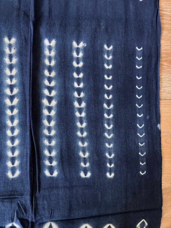 Vintage African Indigo Denim Shibori Mudcloth Fabric 58” L x 42" W Textile 1148 gallery