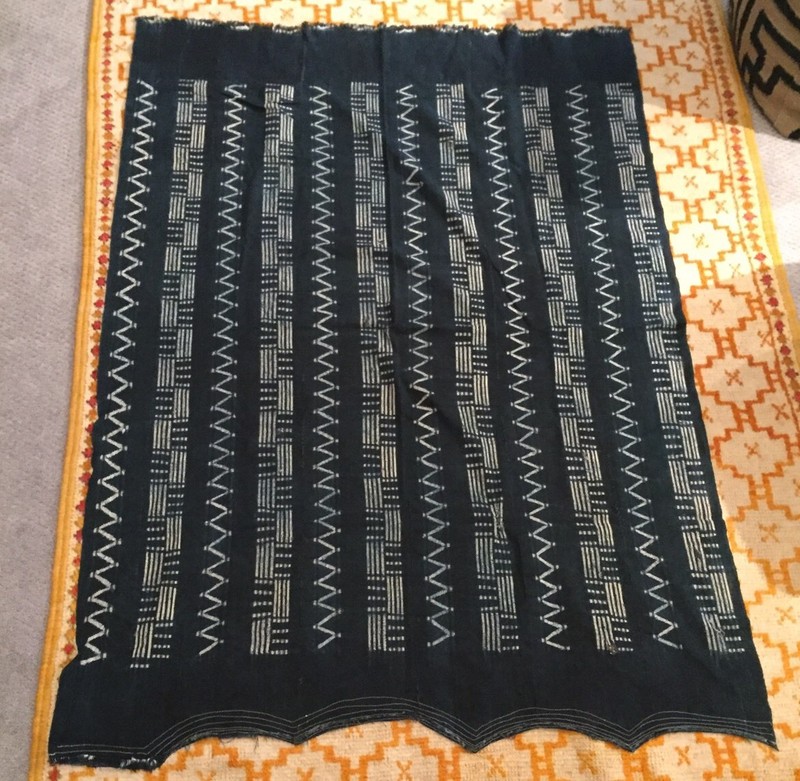 Vintage Mali Indigo Dyed Fabric/Hand Woven Cotton Cloth 63x44 1/2