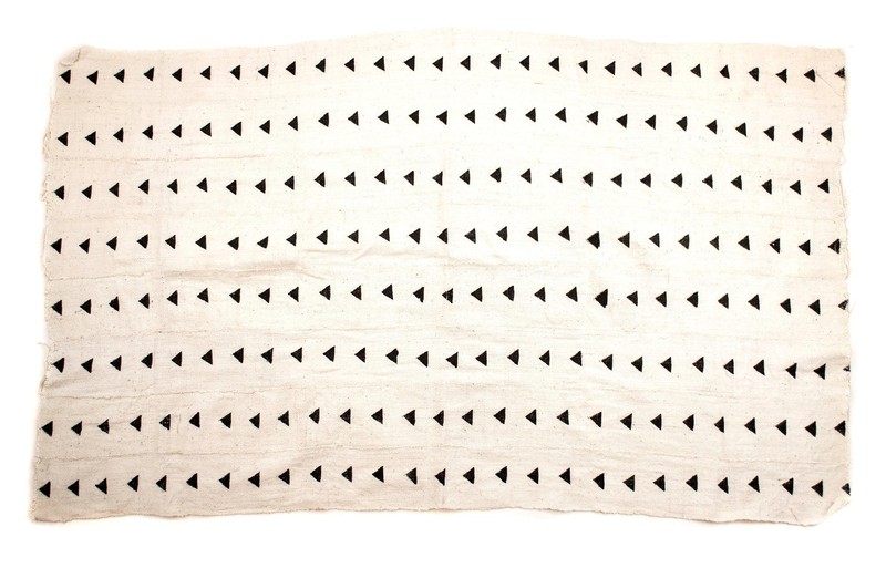 White Bogolan Mali Mud Cloth Arrow Design African Black and White Cotton