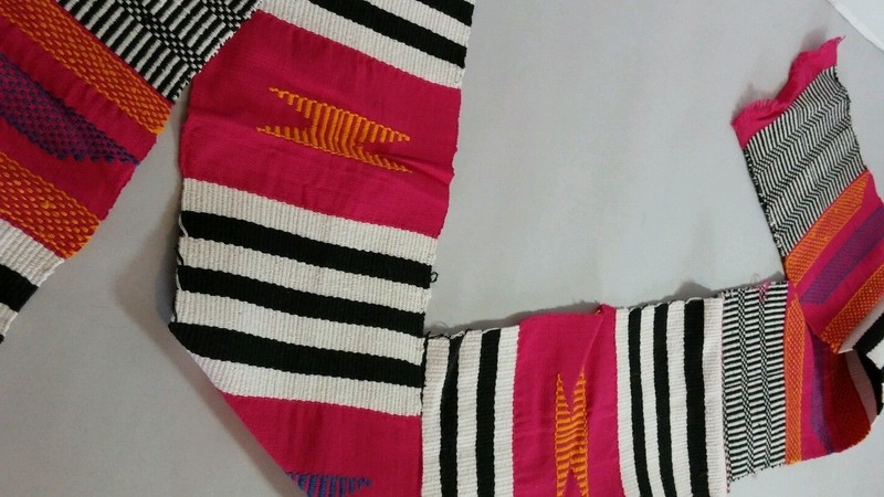 Kente Ewe strip 4in wide 64in length pink black gold white blue gallery