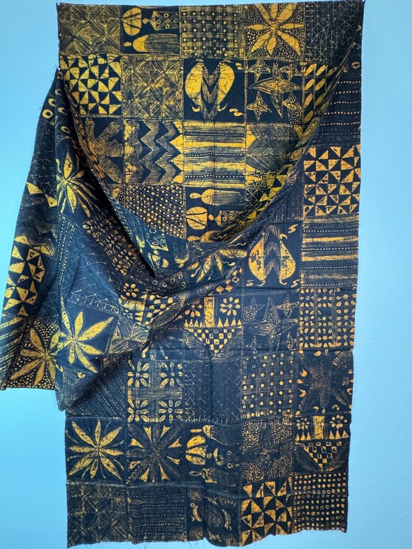Yoruba batik textile museum quality on damask fabric Oshun Orisha Oshogbo gallery