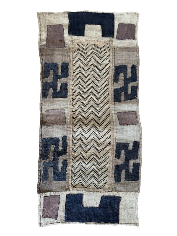 Vintage African Kuba Cloth» Handwoven Raffia Long Panel Congo Textile